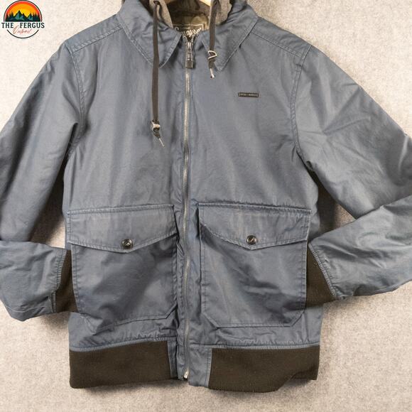 Empyre Y2K Bomber Jacket Blue Cotton Canvas Long Sleeve Hooded Full-Zip Men's S - Picture 4 of 15